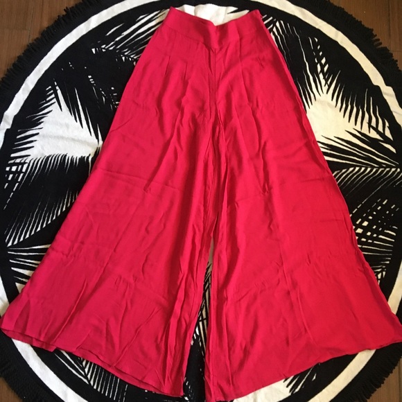 High-Rise Gaucho Pants. Pink - Picture 1 of 3